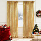 SquarePie Sequin Backdrop Curtain Not See Through Background for Wedding Party 2FT x 8FT 2P Gold