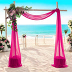MDS Halloween Chiffon Draping Fabric - 2 Panel, 30" Wide x 30ft Long - Sheer Spooky Arbor & Canopy Drapery for Haunted House Backdrops, Party Ceilings, DIY Costumes & Themed Events - Hot Pink