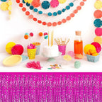 6Pack 29 x108 Inch Rose Red Wave Foil Fringe Table Skirts Metallic Banner for Tinsel Streamer Garland Backdrop for Parade Floats, Mother's Day, Easter, Graduate, Birthday, Wedding Party Decoration