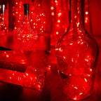 Wine Bottle Lights with Cork, Battery Operated 20 LED Cork Shape Silver Wire Colorful Fairy Mini String Lights(No Bottles) for DIY, Party, Decor, Christmas, Halloween,Wedding (3, Red)