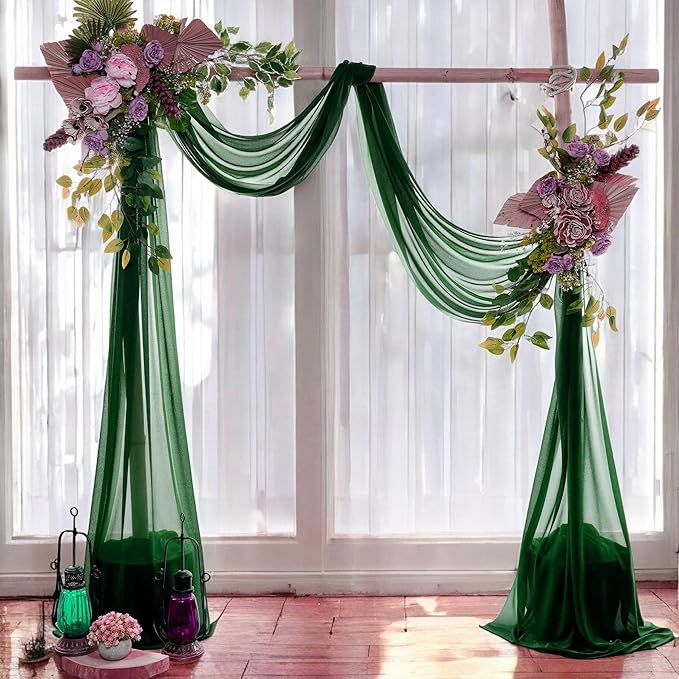 MDS Halloween Chiffon Draping Fabric - 1 Panel, 30" Wide x 40ft Long - Sheer Spooky Arbor & Canopy Drapery for Haunted House Backdrops, Party Ceilings, DIY Costumes & Themed Events - Hunter Green