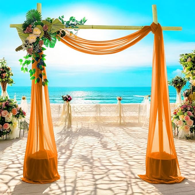 MDS Halloween Chiffon Draping Fabric - 1 Panel, 30" Wide x 50ft Long - Sheer Spooky Arbor & Canopy Drapery for Haunted House Backdrops, Party Ceilings, DIY Costumes & Themed Events - Orange