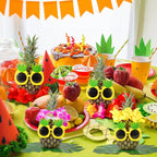 6 Sets Hawaiian Table Centerpieces Pineapple Luau Party Table Decorations Tropical Decor for Beach Summer Party