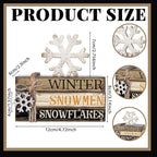4 Pcs Winter Table Decorations Snowmmen Tiered Tray Decorations Christmas Mini Snowflake Wooden Books Signs for Office Shelf Classroom Tabletop Bookshelf