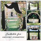 20Ft Length x 28" Width 4 Panels Wedding Arch Draping Fabric Black Arch Drapes Chiffon Fabric Sheer Curtains Backdrop for Party Decor Wedding Bridal Ceremony Ceiling Stage Reception Decorations
