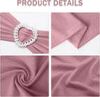 Howhic Pack of 30 Spandex Chair Sashes Bows Stretch Chair Cover Band with Buckle Slider Universal Elastic Chair Ties for Wedding Banquet Party Event Decoration (Dusty Pink)