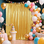 SquarePie Sequin Backdrop Less See Through Thick Background for Photography Glitter Curtain Party 10FT x 10FT Gold