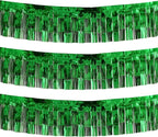 Thick 10 feet by 15 inches Green Foil Fringe Garland - Pack of 3 | Shiny Metallic Tassle Banner for Car Parade Floats, Wedding, Birthday | Wall Hanging Fringe Garland Banner (Green)