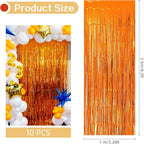 10 Pack Orange Backdrop Curtain 3.2ft x 8.2ft Metallic Tinsel Foil Fringe Curtains Photo Booth Background for Birthday Party Decoration Baby Shower Engagement Wedding Christmas Decoration (Orange)