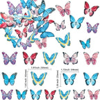 Ephlyn 40Pcs Edible Butterfly Cupcake Toppers 3D Butterfly Cake Picks Mixed Color Cake Decorations for Baby Shower Wedding Kids Birthday Party Supplies Dark Multicolor