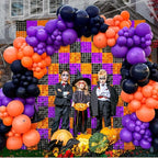 12PCS Black Orange Purple Shimmer Wall Backdrop, Laser Square Sequin Photo Backdrops Panel, Glitter Wall Background for Birthdays, Weddings, Halloween Party Decor (3FTx4FT)