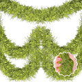 25 Feet Light Green Christmas Tinsel Garland, Metallic Foil Twist Banner Wall Hanging Tinsel Streamers Backdrop for Parade Floats, Christmas, Mother's Day, Birthday Party Decorations(4in x 25ft)