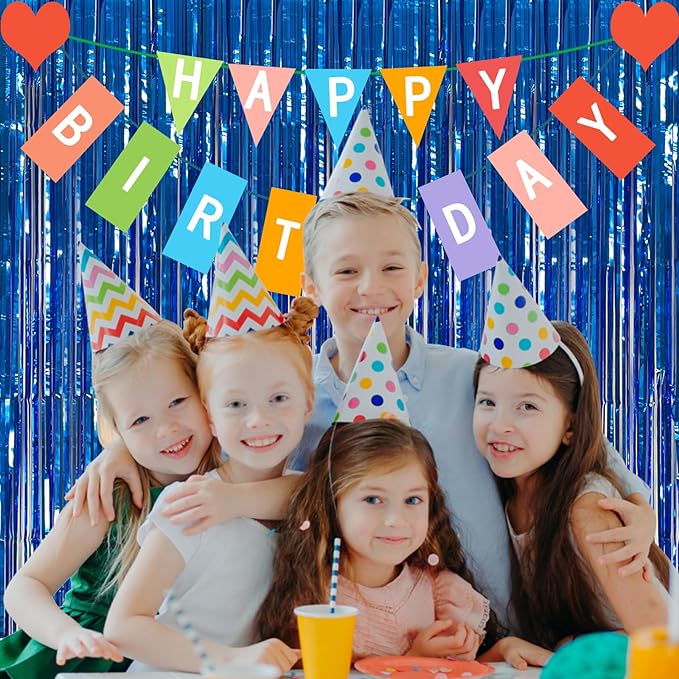 20 Pack Foil Curtain Backdrop Blue Metallic Tinsel Foil Fringe Curtains Photo Booth Props for Birthday Wedding Engagement Baby Shower Bachelorette Christmas Holiday Celebration Party Decorations