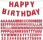 TaoBary 112 Pcs DIY Letter Kit Glitter Customizable Banner Letters Include 107 Letters and Numbers 3 Rope and 2 Needles for Birthday Halloween Christmas Wedding Valentine Party Decor(Red)