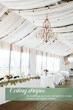 6 Panels White Wedding Ceiling Drapes 5ftx40ft Ceiling Drapes Chiffon Fabric Arch Draping Sheer Curtains Soft Drapery Draping Wedding Ceiling Decorations for Party Ceremony Stage Swag