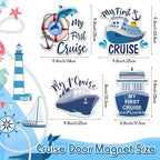 Hoteam 4 Pcs My First Cruise Door Decorations Magnetic Large My 1st Cruise Door Magnets Decor Funny Waterproof Anchor Life Preserver Ring Nautical Magnets for Carnival Cabin Stateroom Fridge Car