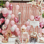 Crosize 8 Pack 3.3 x 9.9 ft Rose Gold Foil Fringe Curtains Party Decorations, Rose Gold Tinsel Curtain Backdrop for Parties, Door Streamers, Glitter Streamer Backdrop for Birthday Decoration