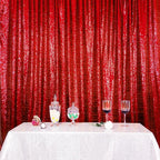 SquarePie Sequin Backdrop Curtain Not See Through Thick Glitter Background for Party 8FT x 8FT Red