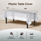 Exquisite Lace Table Cloth Rectangle Table Plastic 12-Pack Lace Tablecloth Rectangular 54" X 108" | White Floral Tablecloth Disposable | Wild Flower Party Decorations & Party Supplies