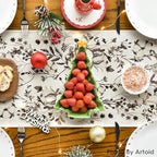 Artoid Mode Leaves and Flowers Cotton 210 GSM Winter Table Runner, Seasonal Christmas Kitchen Dining Table Decoration for Home Party Decor 13x48 Inch