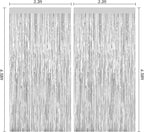 Silver Foil Curtain Backdrop, 2Pack Silver Metallic Tinsel Foil Fringe Curtains Photo Booth Props for Birthday Wedding Engagement Bachelorette Baby Shower Christmas Celebration Disco Party Decorations