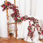 10 Pcs 82FT Flower Garland, Artificial Rose Garland Flowers Plants Fake Flower Hanging Rose Ivy, Birthday Party Valentine's Day Wedding Wall Arch Decor（Fuchsia）