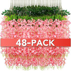 Wisteria Hanging Flowers,Fake Hanging Flowers,Wisteria artificiales Garland for Home Wedding Arch Floral Party Garden Ceremony Outdoor Decor,3.6 feet Long(48,Pink)