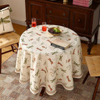 ISAENNE Designer Floral Linen Small Round Tablecloth,French Off White Elegant Table Cloth,Washable Home Decor Tablecloths for Dining Thanksgiving Kitchen Christmas Party,Diameter 55"-Grace B