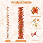 Fall Mums Flowers Artificial Garland for Decoration, 4 Pack 5.9 FT Faux Mums with Eucalyptus Leaves Ivy, UV Resistant Fake Fall Daisy Floral Vine Flowers for Home Garden Wedding Backdrop Decor