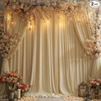 Wrinkle Free Beige Backdrop Curtains for Party Background, Beige Photo Curtains Backdrop Drapes 2 Panels Back Drop Cloth for Wedding Birthday Photography Baby Shower Decor,10ftx10ft