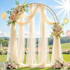 Wedding Arch Draping Fabric Backdrop 1 Panel 60" x 26Ft Champagne Drapes Curtains for Wedding Reception Sheer Tulle Backdrop Curtain for Ceremony Birthday Party Baby Shower Arbor Ceiling Decorations