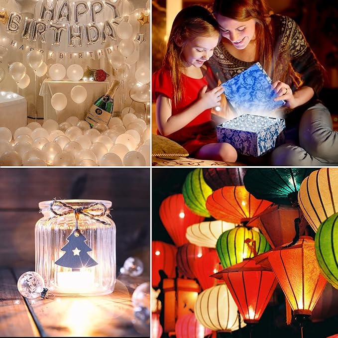 Aogist 200pcs Warm White Balloon Light,Long Standby Time Waterproof Mini Ball Light,Round LED Flash Lamp for Paper Lantern Balloon Party,Wedding,Birthday,Festival,New Year and Christmas Decorative