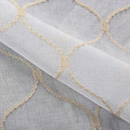 Sheer Curtains Gold 45 Inches, Embroidered Wave Diamond Rod Pocket Voile Drapes for Living room, Bedroom, Window Treatments Semi Curtain Panels for Yard, Patio, Villa, Parlor, Set of 2, 52"x 45".