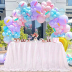 QueenDream Party Tablecloth Rectangular 90 x 132 Inch White Iridescent Tablecloth Table Cloth Overlay for Birthday Bridal Shower Wedding Decorations