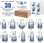 Arme Bud Vases Set of 32, Blue Vase for Centerpieces, Clear Bud Vase in Bulk, Mini Flower Vintage Cute Vases for Centerpieces, Small Glass Vases for Wedding Decor, Home Table Flower Décor