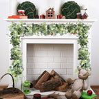 Uguisu 5.9ft Artificial Greenery Garland, Eucalyptus Garland, Fake Greenery Hanging Vine Decorations for Wedding Arch, Table, Party, Backdrop, Mantel, Indoor and Outdoor Home Decor. (1pcs/Green)