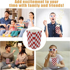 50 Pcs Popcorn Boxes Mini Paper Popcorn Box Cardboard Popcorn Container for Party Disposable Snack Candy Popcorn Bags Popcorn Holder for Movie Nights Birthday Wedding (Red Checkered)
