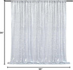 8ft x 8ft Silver Sequin Backdrop Curtain Glitter Photo Booth Backdrop for Wedding Birthday Baby Shower Event Decorations