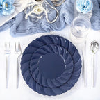 U-QE 60 Pcs Blue Plastic Plates for Party – Scalloped Blue Plates Disposable Heavy Duty – Include 30 10.25" Dinner & 30 7.25" Dessert Plate - Perfect for Birthday Parties, Baby Showers, and Weddings