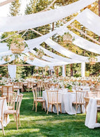 8 Panels White Wedding Ceiling Drapes 5ftx10ft Ceiling Drapes Chiffon Fabric Arch Draping Sheer Curtains Soft Drapery Draping Wedding Ceiling Decorations for Party Ceremony Stage Swag