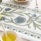 ISAENNE Designer Elegant Linen Table Runner 71 Inches Long,Vintage Blue Floral Pattern Decor Table Runners for Dining Tables,Kitchen Tables,Thanksgiving,Christmas,Banquet,12"*71"-Mosella E
