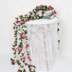 KHOYIME 18 Pack 144 FT Artificial Flower Garland, Fake Pink Roses Vines Silk Flowers Faux Plastic Outdoor Hanging Floral Ivy Garland Decoration for Wedding Arch Bedroom Home Wall Backdrop Room Decor