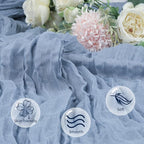 12 Pack Dusty Blue Table Runner 10ft Boho Gauze Fabric Cheesecloth Table Runner 35 x 120 Inch Rustic Sheer Runner for Wedding Decor Baby Shower Party Table Centerpiece Decorations