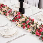 5 Pcs 41FT Flower Garland, Artificial Rose Garland Flowers Plants Fake Flower Hanging Rose Ivy, Birthday Party Valentine's Day Wedding Wall Arch Decor（Pink）