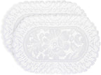 2PCS Oval Lace Placemats for Dining Table, White Lace Placemats Doilies, Embroidered Table Mats Farmhouse Cup Mat Vase Mat, 12x17 Inch