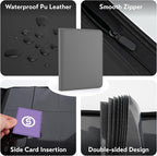 1000+ Pockets Trading Card Binder, Premium 16 Pocket Card Binder, Ringless Side Loading Collection Album Holder Folders for MTG, TCG, Game Cards & Sports Cards (Grey)