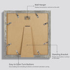 12x12 Picture Frame Set of 4 with Tempered Glass, Display 10x10 Picture with Mat or 12 x 12 Without Mat, Rustic Wood Square Photo Frame for Desktop Display and Wall Mounting