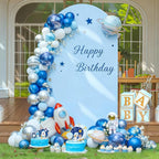 6.6FT Blue Arch Backdrop Cover - Polyester Fitted Wedding Arch Stand Covers Round Top Chiara Arch Backdrop Cover for Birthday Party Banquet Photo Background Decoration