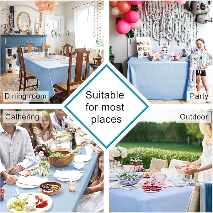 Hiasan Dusty Blue Tablecloth for Rectangle Tables - Waterproof and Spillproof Washable Fabric Table Cloth for Dining Room Kitchen Party, 60 x 120 Inch
