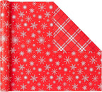 Christmas Gift Wrapping Paper Rolls,3 Rolls 17inches x 198inches Reversible Gift Wrapping Paper, Red Gold White Wrapping Paper, Snowflakes, Stripes, Plaid, Santa hat, Christmas decorations